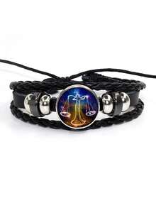 12 Sternzeichen Edelstein Perlen Armband, geflochtenes Seil PU Leder 12 Sternzeichen Armband - J1426 - Übersicht 15