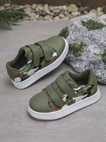 1 Pasang Sepatu Sneaker Kasual Serbaguna dengan Penutup Velcro, Sepatu Datar Nyaman dan Anti Selip untuk Pria, Wanita, Anak-anak, dan Pelajar, Cocok untuk Semua Musim - Hijau Tentara - View 2