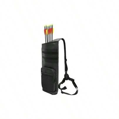 Archery Lightweight Back Quiver Holder Archery Bag Shoulder Hanged Adjustable With Molle System Front Pocket Shooting Target Practice Hunting