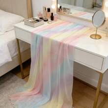 1pc Rainbow Gradient Tablecloth - Elegant And Soft Pastel Pink To Blue Polyester Sheer Fabric, Suitable For Wedding, Holiday Celebration, Birthday Party, Coffee Table And Dining Table Decor - Multicolor - View 4