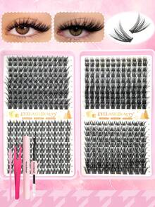 Juego de 800 piezas/576 piezas/488 piezas/200 piezas de pestañas postizas, incluye estilos 40D, 60D, 80D, 100D, 80D esponjosas, 40D naturales. El set contiene adhesivo, pinzas y cepillo para pestañas. Ligeras, impermeables, suaves y cómodas. Fáciles para principiantes. Pueden crear looks naturales a voluminosos para varias ocasiones. Se puede lograr un efecto de pestañas de salón fácilmente en casa. - Negro - Ver 12