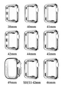 1条可调节14毫米银色和金色金属表带，兼容 38毫米、40毫米、41毫米、42毫米、44毫米、45毫米、46毫米、49毫米，时尚优雅的女士智能手表配件，表带和保护壳，TPU软屏幕保护膜，适用于 Ultra 3/2/1 SE S11/S10/S9/S8/S7/S6/S5/S4/S3/S2/S1 - 銀間金色 - 查看 9