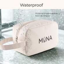 Almacenamiento deéticos Neceser de Viaje, Bolsa de Aseo con Compartimento, Organizador de Artículos Personales y Maquillaje, Neceser impermeable unisex. suave - Marfil - Ver 9