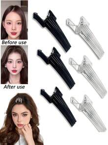 2/1个刘海蓬松发夹，自然卷发夹，双叉刘海卷发工具，自然纹理，刘海造型夹，适合卷发，男女通用，美发造型工具，护发工具，发髻延长器，发夹 - 彩色 - 查看 1