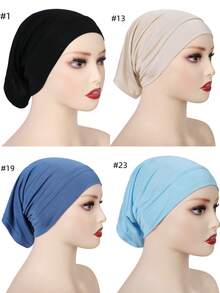 4件套纯色衬里头巾帽，透气弹力管状头巾头套内衬头巾 - 彩色 - 查看 67