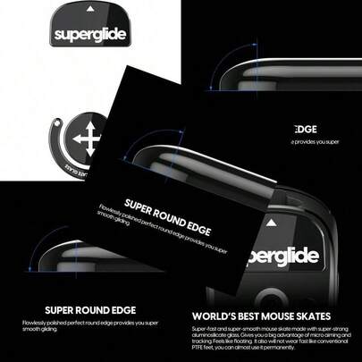 Superide - Pies de ratón más rápidos y suaves hechos con vidrio  fuerte e impecable suela súper rápida suave y duradera para mouse inalámbrico Pulsar Xlite  Gpro Superlight ( )