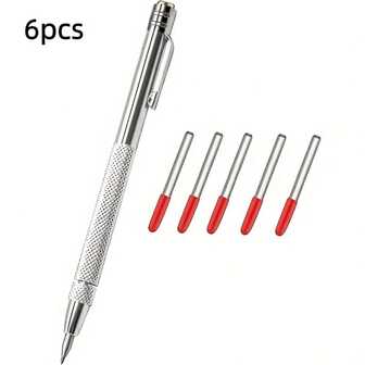 Diamond Glass Cutter Pen 6/12PCS Strong Magnetic Scribing Pen Replaceable Tip For Tile Glass Metal Marking Tungsten Steel Scriber