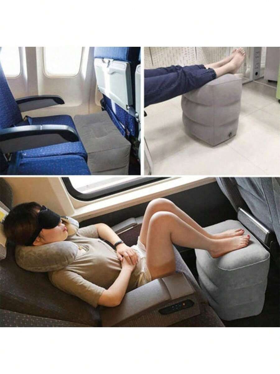 PVC Material Inflatable Foot Rest Pillow, Suitable For Airplane, Car, Bus, Travel, Flight, Train, Student Use, Foot Hammock, Leg Support - Multicolor - View 1