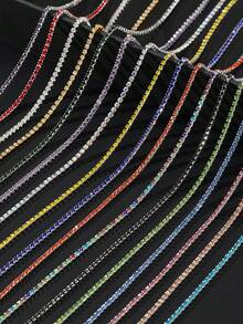 177.17/359.84 Inch Length, 2/3mm Width Sewing Glass Rhinestone Chain For Clothing Accessories, Bag And Shoe Home Decoration DIY - Multicolor - View 7