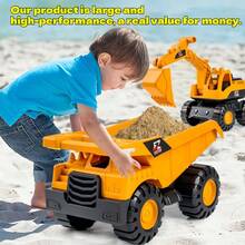 Extra Large Inertial Construction Vehicle Toy, Thick & Durable For Children, Beach Excavator, Bulldozer, Dump Truck - Multicolor - View 3