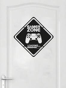 1-2pcs Black Gaming Decor Sticker Home Decor Gamer Area Door Sticker Gamer Wall Sticker,Waterproof Decal Stickers,PVC Stickers,Easy To Paste And Remove,For Home Decoration,Bathroom Decoration,Room Stuff,Living Room Decor,Game Rooms Decor,Lounge Decor,And Other Areas Decor - Black - View 1