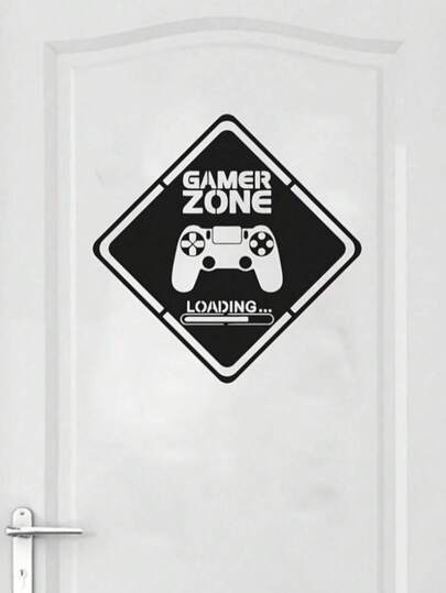1-2pcs Black Gaming Decor Sticker Home Decor Gamer Area Door Sticker Gamer Wall Sticker,Waterproof Decal Stickers,PVC Stickers,Easy To Paste And Remove,For Home Decoration,Bathroom Decoration,Room Stuff,Living Room Decor,Game Rooms Decor,Lounge Decor,And Other Areas Decor