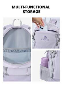 CAMEL CROWN Large Capacity Backpack, Hiking Casual Mountaineering Travel Outdoor Bag - Lilac - View 4