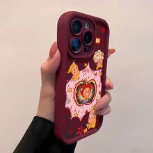Funda para teléfono con espejo y diseño de personajes de dibujos animados de Lucky Day. También funciona como espejo y es compatible con  17,  16 Pro Max,  15 Pro Max,  13 y  12. Fabricada en TPU, ofrece protección contra golpes y caídas. Es un regalo ideal para familiares, amigos, regalos de otoño, parejas y celebraciones de Navidad, citas o cumpleaños. - Rojo - Ver 4