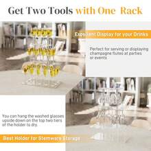 1个优雅亚克力香槟塔形酒杯架，简约现代透明香槟展示架，适用于派对、婚礼、圣诞节 - 透明 - 查看 8