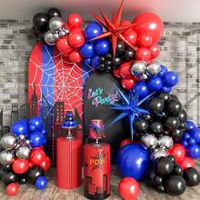 132 Peças Kit de Guirlanda de Arco de Balões Pretos, Vermelhos e Azuis, Arco de Balões com Tema de Aranha para Homem com Balões para Chá de Bebê com Tema de Aranha, Decorações de Festa de Aniversário - Multicolorido - Visão 1