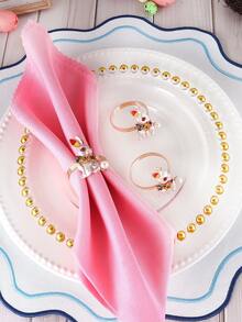 6个复活节兰花兔子餐巾环，适合复活节派对主题餐桌装饰餐巾环，兔子耳朵餐巾环 - 彩色 - 查看 4