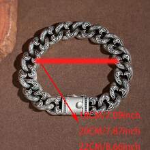 1件嘻哈男士超大扁平链复古首饰，心形藤蔓图案手链，时尚高端