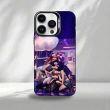 Funda de teléfono Hot Group Music K-KATSEYE para 17, 16, 15, 14, 13, 12, 11 Plus, Pro Max, borde negro, cubierta plateada - Z5 - Ver 5