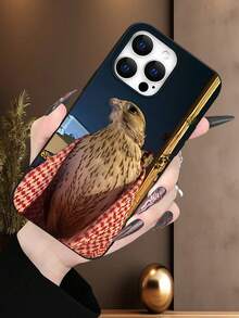 Stylish Falcon Themed 2D Graphic Pattern, Personalized, High-End Middle Eastern , Suitable As Birthday, Halloween, Christmas, New Year Gift For Coworkers, Friends, Family, Couples. Black Hollow Lens Frosted Soft Case, Dust-Proof, Waterproof Protection Compatible With IPhone 17/16/15/14/13/12/11/Pro/ProMax/X/XR/XS/XSMAX/7/8/PLUS - Black - View 2