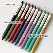 7pcs Retro Colorful 0.5mm Ballpoint Pens, Classic Colors For Writing, Drawing, Marking - Multicolor - View 3