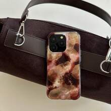 Gradient Red-Brown Feather Texture Double Layer Soft Phone Case Compatible With IPhone 17 Pro Max, 16 Pro Max, 15 Pro, 14, 13, Cute & Fashionable For Girls - Red - View 8