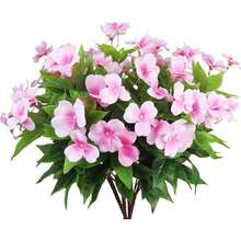 1/80 Ramo de 40 cm de flores artificiales de Impaciencia, flores de seda, adecuadas para el hogar, oficina, boda, patio exterior, césped, decoración del jardín, ramo de novia, decoración de boda del Día de San Valentín, materiales para hacer coronas DIY - Rosa - Ver 1