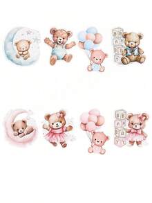 32 Stücke/Packung Baby Dusche Party Bär Cupcake Topper, Bär Themen Baby Dusche Party Dekorationen, Dschungel Tier Thema Baby Dusche Geburtstags Party Kuchen Dekorationen, Rosa Baby Dusche Heim Dekor Geschenke (Blau/Rosa) - Verschiedenfarbig - Übersicht 3