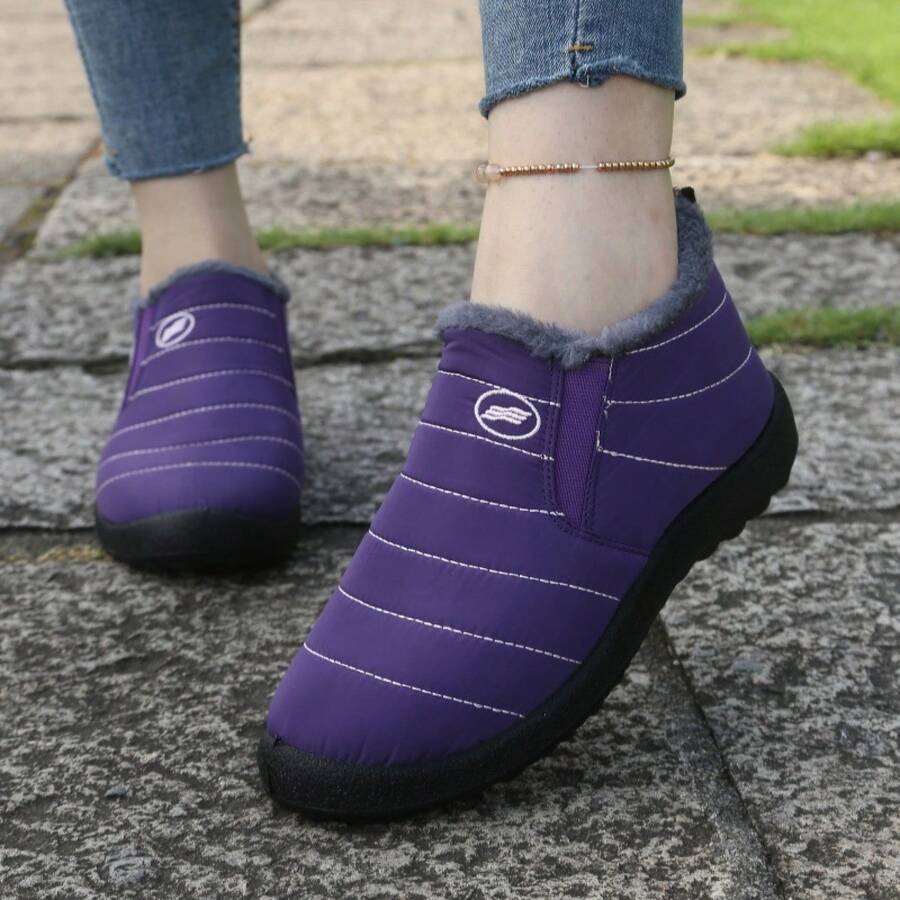 Nuevas Botas de Algodón de Talla Grande con Forro de Felpa y Botas de Nieve de Beijing Antiguas Engrosadas Zapatos Casuales Cálidos Zapatos de Comercio Exterior Transfronterizo - ST888-Morado - Ver 1