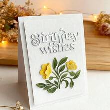 创意生日祝福金属切割模具，DIY剪贴簿相册和压花模板，贺卡制作工具，卡片纸切割工艺品，礼品卡制作模板模切。 - 銀色 - 查看 5