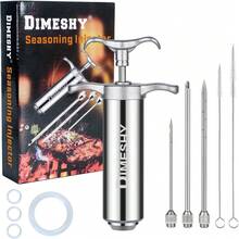 304 Stainless Steel Meat Injector Kit With 2-Oz Large Capacity Barrel With 3 Commercial Marinade Needles - Default - View 7