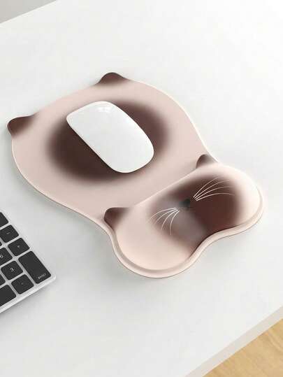 Mouse pad em formato de gato com apoio para pulso, apoio para pulso feminino, almofada de silicone inodora para pulso, tapete de mesa antiderrapante