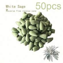 50/100/150/300颗白鼠尾草香锥，芳香倒流香锥，薰衣草檀香沉香珠，适用于瑜伽、冥想、居家、卧室、厨房、花园、茶室、办公室、酒店、放松、舒缓压力、节日礼品