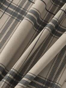 مجموعة بيجامة رجالية خفيفة الوزن - ملابس علوية بأكمام قصيرة وبنطلون، مجموعة ملابس منزلية رجالية ناعمة بطبعة مربعات 2 قطعة - كاكي - مشاهدة 11