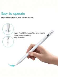 Lápiz stylus compatible con iPad de 6ta a 11va generación - Carga 2X talla grande rápida, lápiz activo compatible con iPad Pro 11"/12.9" de 2018-2024, iPad Air 3/4/5/M2/M3, iPad Mini 5/6 Gen - Blanco - Blanco - Ver 5