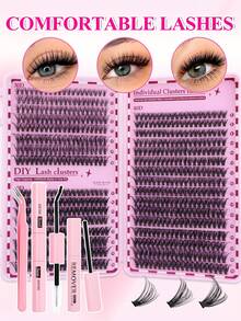640pcs Eyelash Extension Kit - DIY Eyelash Book, Includes False Lashes, Glue, Makeup Remover, Tweezers And Brush, Easy For Professionals And Beginners, Convenient For Home Use. Eyelash Extension Starter Kit: Includes False Lashes, Glue, Makeup Remover And Tools, Allowing You To Easily Extend Lashes At Home Like A Professional. Professional Home Eyelash Extension Set.