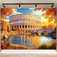 خلفية جدارية من القماش البوليستر بتصميم كولوسيوم روماني - خلفية تصوير وبنر حفلات - قماش تصوير كبير الحجم، مناسب للاستخدام في الأماكن الداخلية والخارجية لبنرات الحفلات، مثالي لحفلات العطلات وديكور المنزل والدعائم الاستوديو، ديكور لباب الجراج، ذو طابع تاريخي، مادة متينة، قماش عالي الجودة، تخطيط الفعاليات - متعدد الألوان - مشاهدة 4