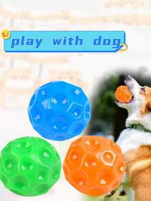 1pc/3pcs Dog Chew Interactive Bouncy Ball, Orange/Green/Blue TPR Durable Chew Textured Puzzle Toy