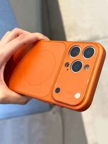 Minimalist Fashion Matte Back Cover Large Window Phone Protective Case, Magnetic Wireless Charging Compatible With IPhone 17, 17 Pro, 17 Pro Max, Air - Orange - Orange - View 3