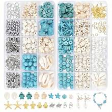 290+ Pieces Dual -Style Ocean Bead Set| Sea Turtle, Seashell & Starfish | Turquoise & Shell Charms|2 Stunning Designs|Perfect Jewelry -Making Kit & Gift For Women, Summer & Hawaii Lovers - Multicolor - View 1