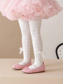 2条装女童纯色爱心打底裤，休闲百搭蝴蝶结紧身裤/修身裤，适合日常穿着