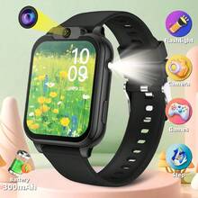 这款 2026 年新款儿童智能手表内置 18 款趣味游戏，配备 1.83 英寸触摸屏、300mAh 电池、超低功耗芯片，以及计步器、相机、手电筒、闹钟、日历、步数计数器、计算器和秒表等功能。 - 彩色 - 查看 14