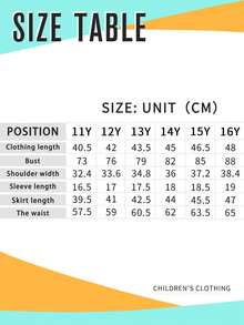 Youth Girl Cartoon Print Short Sleeve Top And Denim Skirt Set - White - View 7