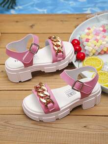 1双时尚漂亮的女童单带防滑厚底凉鞋，款式新颖大气，适合夏季户外穿着 - 粉色 - 查看 7