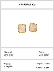 1 Pair Fashionable Geometric Square Stud Earrings, Suitable For Girls, Office And Party Jewelry - A Pair Of Earrings - View 8