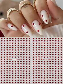 2pcs Mini Red Heart Nail Stickers Valentine's Day Nail Art Decals New Year Nail Supplies DIY Nail Charms Decorations - Đỏ - Xem 1