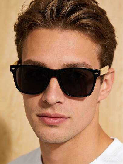 clásicas ultraligeras de madera de bambú vintage, de protección medioambiental, con montura cuadrada unisex, decoración clásica de remaches, para viajes, al aire libre, deportes, conducción, pesca, compras, vacaciones de verano, festivales, atuendos casuales, accesorios de playa, fotografía callejera personalizada, bloqueo de vibraciones vacacionales y regalo para parejas, familia y amigos