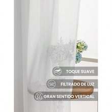 NANWEI Lino Cortinas Translucidas Equilibrar La Privacidad y La Luz, Ligero Vertical con Ojales en Parte Superior para Recamara y Sala, 2 Paneles (, 131An x 241Al cm)(Blanco 132An x 241Al cm (2 Paneles)) - Multicolor - Ver 6