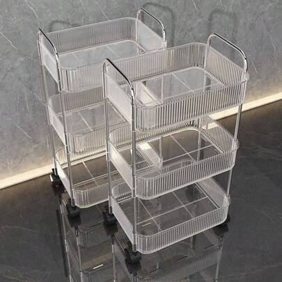 1pc Acrylic Storage Rack, Suitable For Bathroom, Kitchen And Living Room | Transparent Multi-Layer Tissue Box With 360° Rotation Design