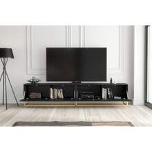 Creative Furniture Ripple Duo TV Unit 200cm - Fluted Design With Push To Open Doors - Black - View 4
